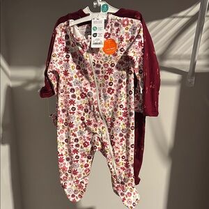 NEW! Baby Girl 2-Pack Floral 2-Way Zip Cotton Sleep & Play Pajamas